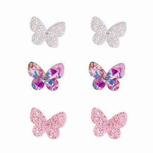 3 Pairs Cute Glitter Butterfly Stud Earrings Set - Multicolor
New